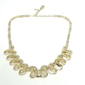 Vintage Sarah Coventry Gold Tone Rhinestone Spiral Collar Necklace, Adjustable